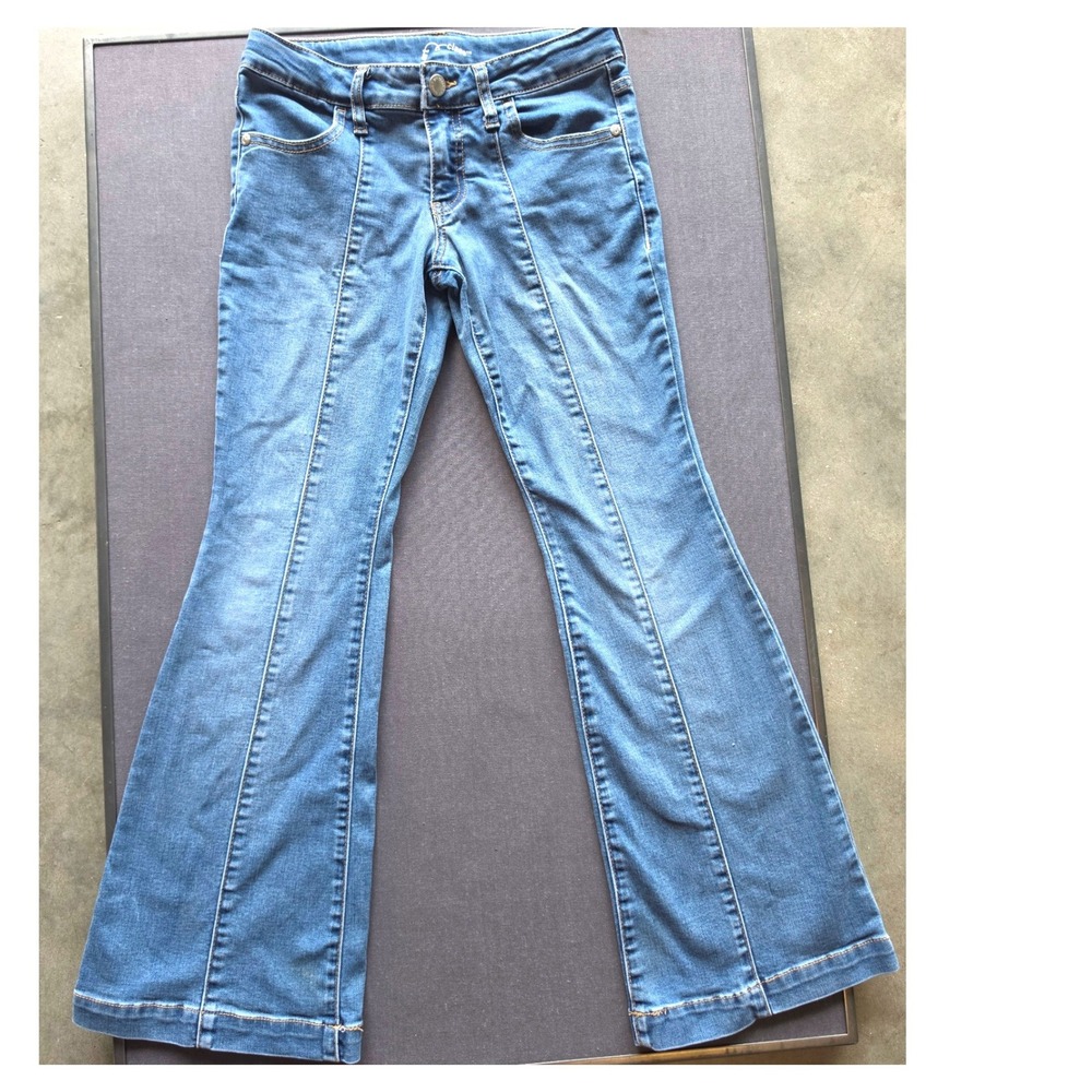 Art Class Girls Flare Jeans Medium Wash Front Seam Adjustable Waist Size 12